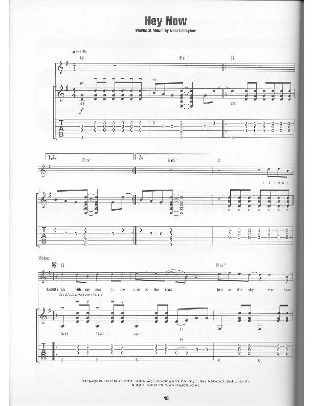 télécharger la partition d'accordéon Hey now (Interpretes : Oasis) au format PDF