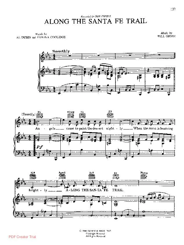 télécharger la partition d'accordéon Along the santa fe trail (Chant : Bob Eberle) au format PDF