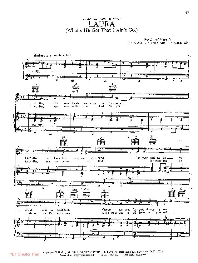 télécharger la partition d'accordéon Laura (Chant : Tammy Wynette) au format PDF
