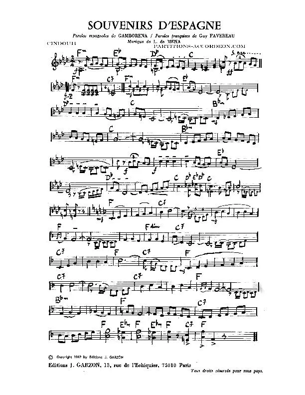 télécharger la partition d'accordéon Souvenirs d'Espagne (Paso Doble) au format PDF