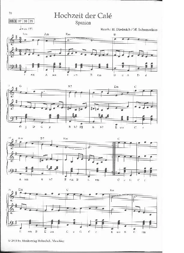 télécharger la partition d'accordéon Hochzeit der Calé (Arrangement : Henner Diederich & Martina Schumeckers) (Valse) au format PDF