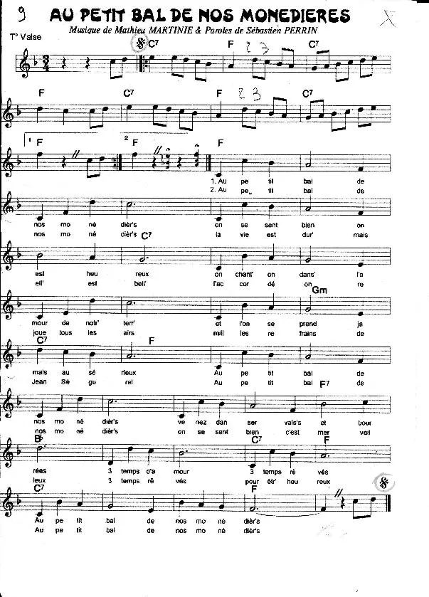 télécharger la partition d'accordéon Au petit bal de nos Monédières (Valse) au format PDF