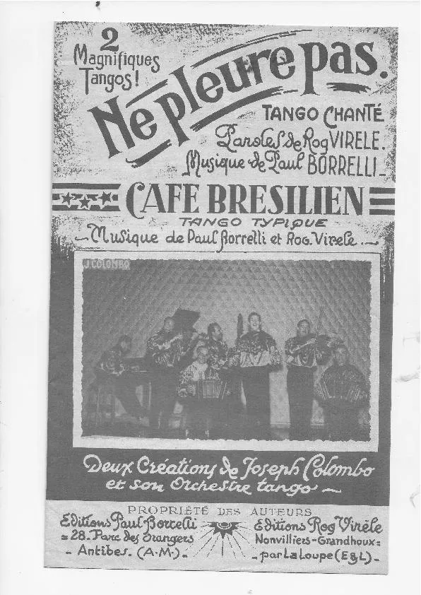 télécharger la partition d'accordéon Café Bresilien (Création : Joseph Colombo) (Bandonéon A+B) (Tango Typique) au format PDF
