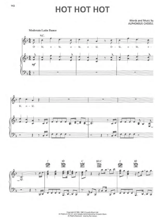 télécharger la partition d'accordéon Hot hot hot (Latin Disco) au format PDF
