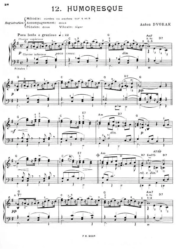 télécharger la partition d'accordéon Humoresque (Arrangement : Léo Laurent) (Slow Ballade) au format PDF