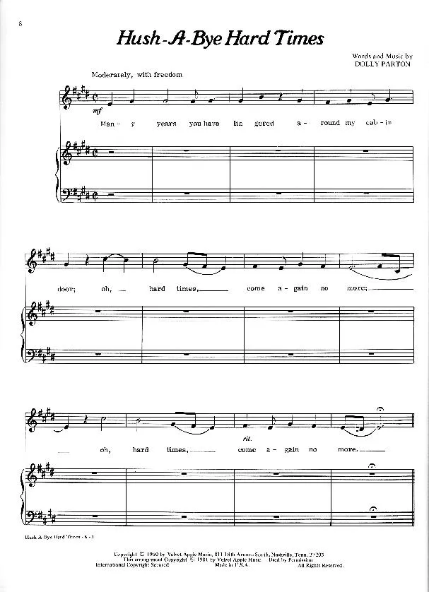 télécharger la partition d'accordéon Hush-A-Bye hard times (Country) au format PDF