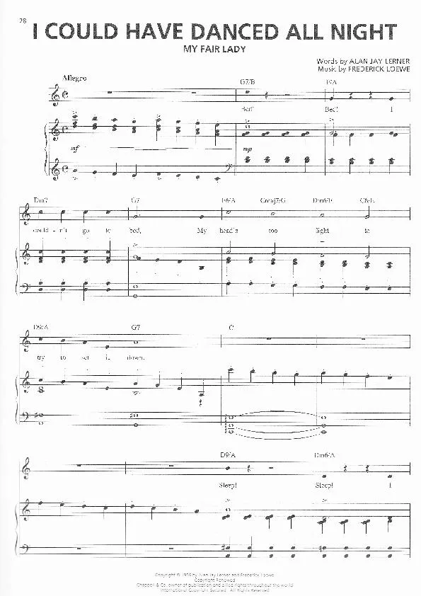 télécharger la partition d'accordéon I Could Have Danced All Night (My Fair Lady) (Piano) au format PDF