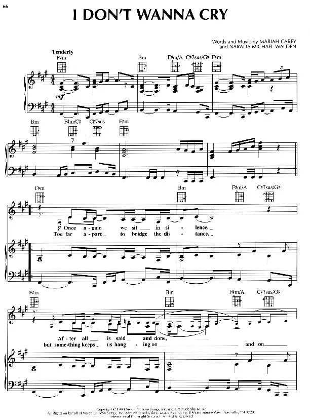 télécharger la partition d'accordéon I don't wanna cry (slow) au format PDF