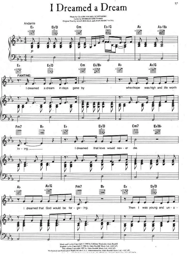 télécharger la partition d'accordéon I dreamed a dream (Du Film : Les Misérables) (Slow) au format PDF