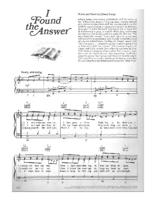 télécharger la partition d'accordéon I found the answer  (Chant : Mahalia Jackson / Nat King Cole) (Slow Fox-Trot) au format PDF