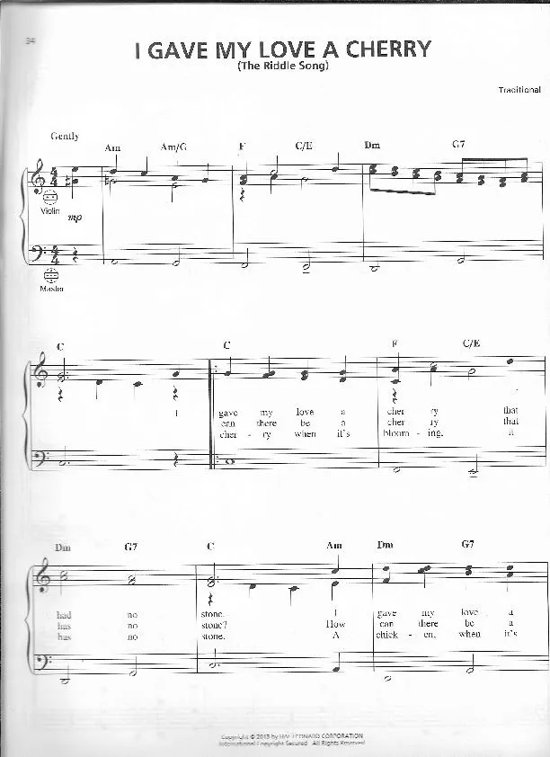 télécharger la partition d'accordéon I gave my love a cherry (Arrangement : Gary Meisner) (The Riddle song) (Fox) au format PDF