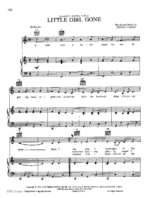 télécharger la partition d'accordéon Little girl gone au format PDF