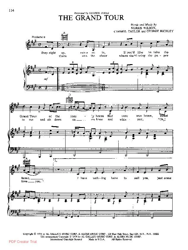 télécharger la partition d'accordéon The grand tour (Chant : George Jones) au format PDF