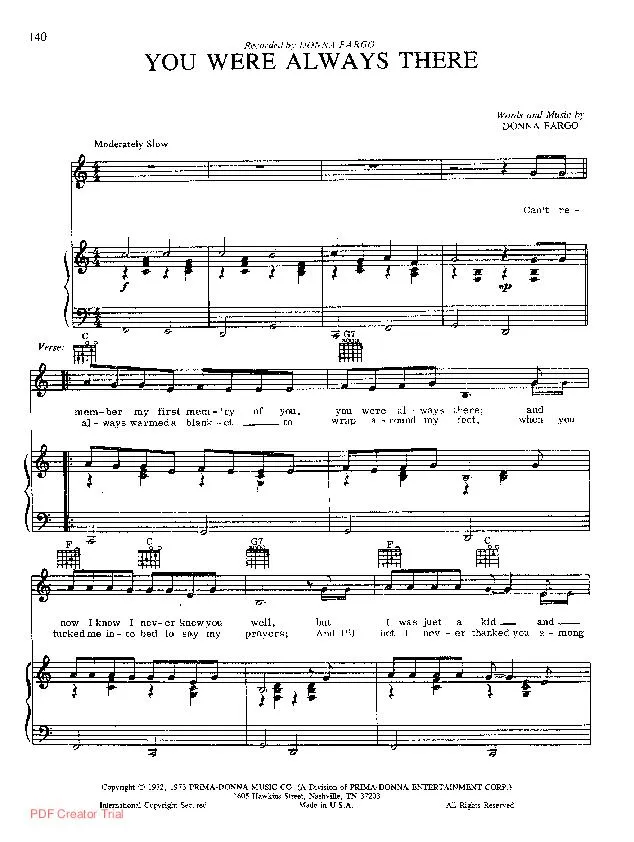 télécharger la partition d'accordéon You were always there au format PDF