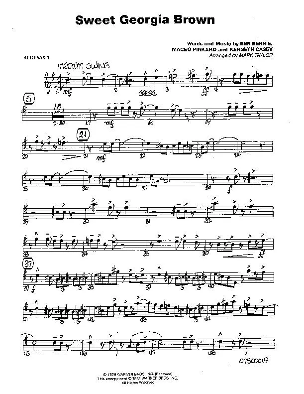télécharger la partition d'accordéon Sweet Georgia Brown (Arranged by : Mark Taylor) (Full Big-Band) (Parties  Cuivres) au format PDF