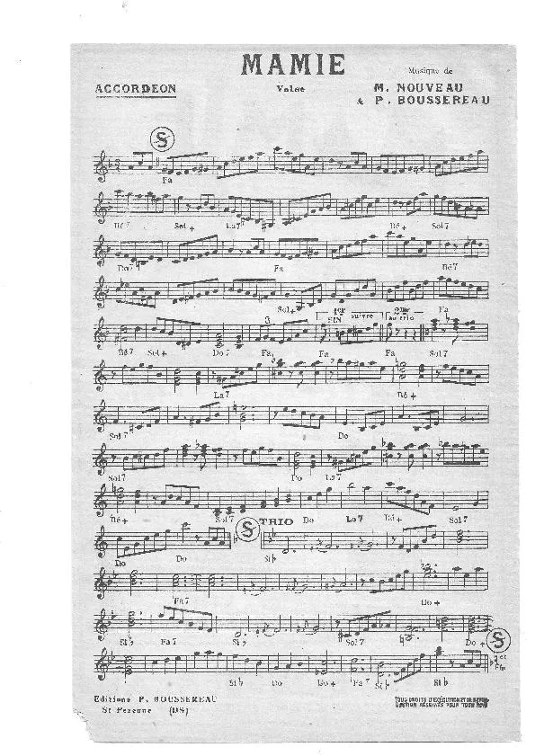 télécharger la partition d'accordéon Mamie (Orchestration) (Valse Musette) au format PDF