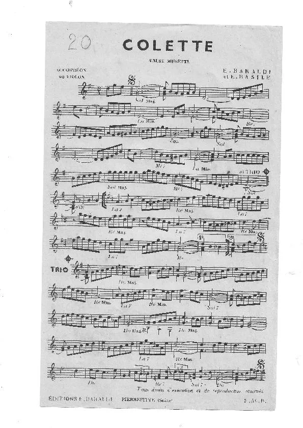 télécharger la partition d'accordéon Colette + Emilia (Valse Musette + Valse Brillante) au format PDF