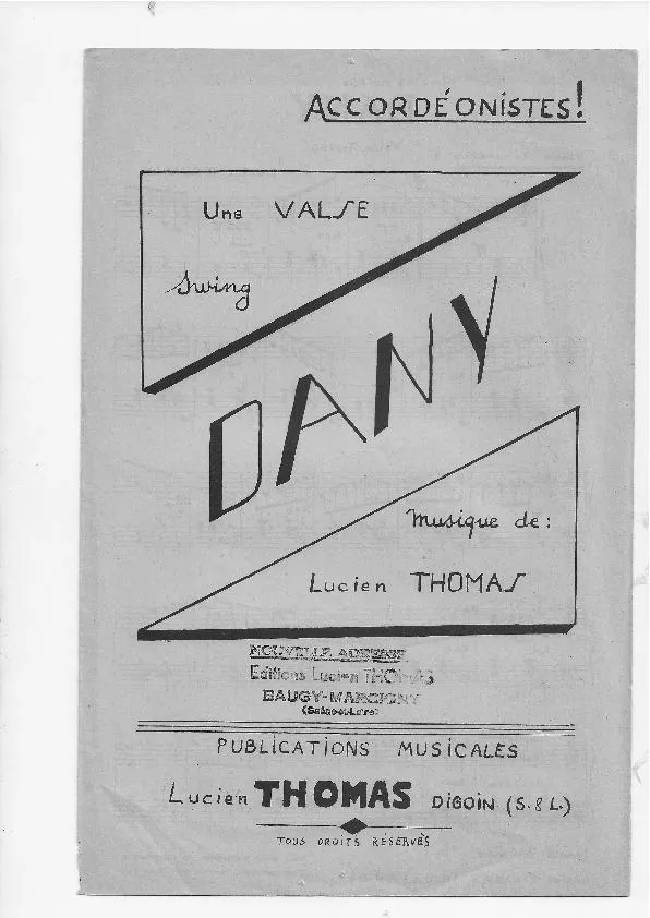 télécharger la partition d'accordéon Dany (Valse Swing) au format PDF