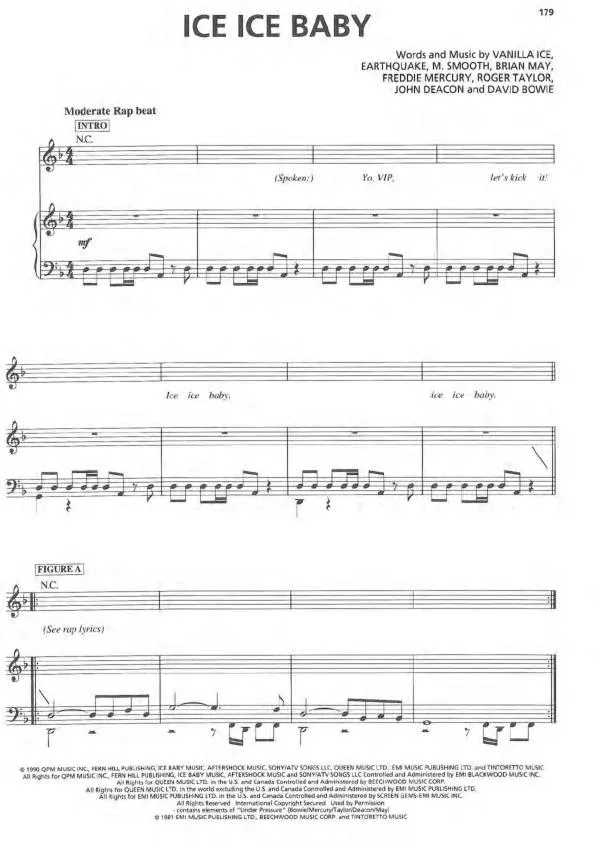 télécharger la partition d'accordéon Ice ice baby (Rap) au format PDF