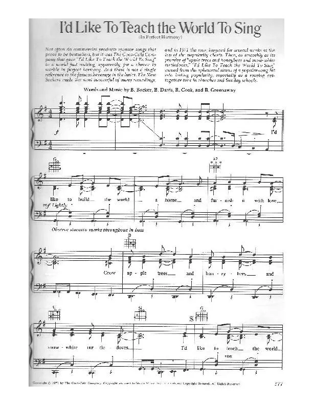 télécharger la partition d'accordéon I'd like to teach the world to sing (In perfect harmony) (Interprètres : The New Seekers) (Slow Fox-Trot) au format PDF