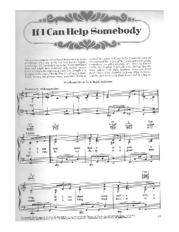 télécharger la partition d'accordéon If I can help somebody (Valse Lente) au format PDF