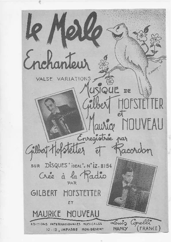 télécharger la partition d'accordéon Le merle enchanteur (Valse Variations) au format PDF