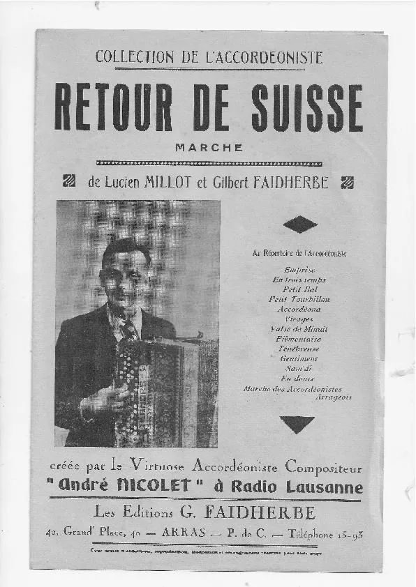 télécharger la partition d'accordéon Retour de Suisse (Créée par André Nicolet) (Marche) au format PDF