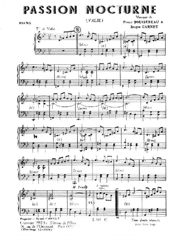 télécharger la partition d'accordéon Passion Nocturne (Valse) au format PDF