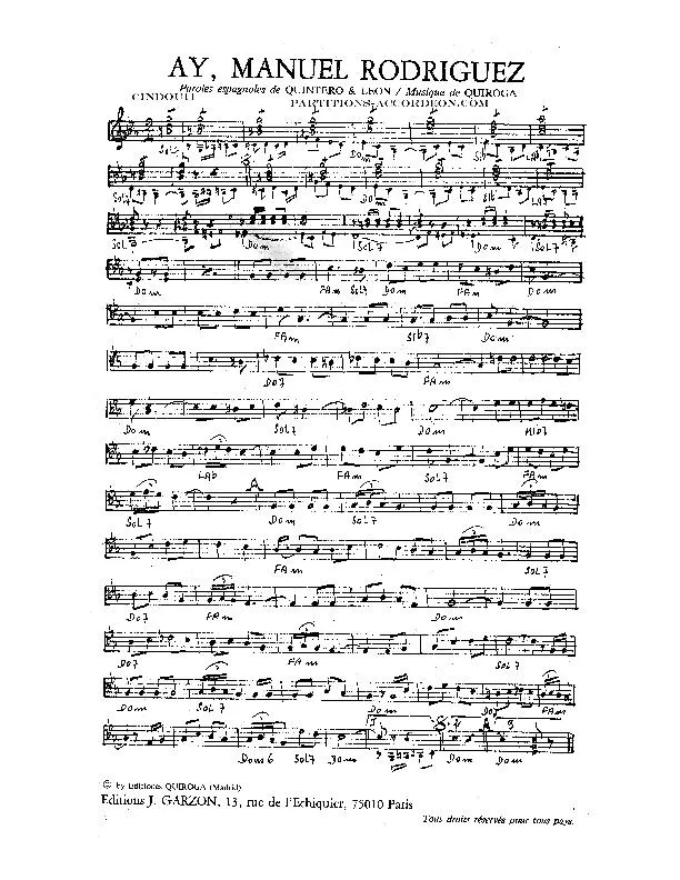 télécharger la partition d'accordéon Ay Manuel Rodriguez (Paso Doble) au format PDF