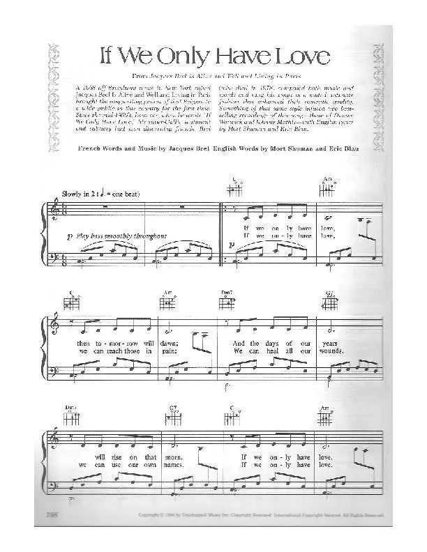 télécharger la partition d'accordéon If we only have love (Quand on a que l'amour) (Chant : Dionne Warwick / Johnny Mathis) (Slow) au format PDF