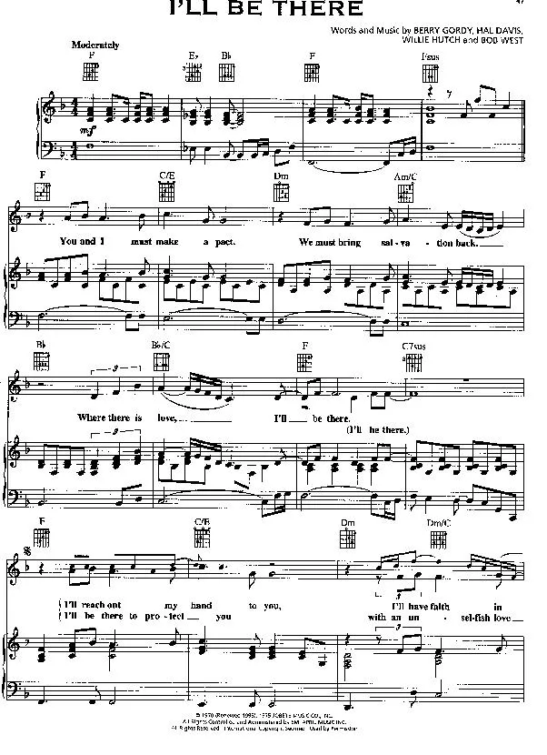 télécharger la partition d'accordéon I'll be there (Chant : Mariah Carey) (Slow) au format PDF