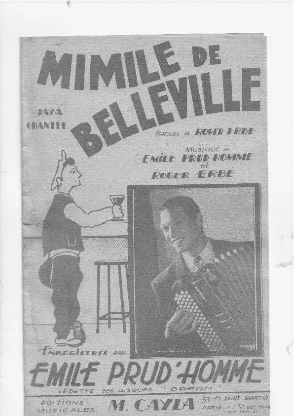 télécharger la partition d'accordéon Mimile de Belleville (Java) au format PDF