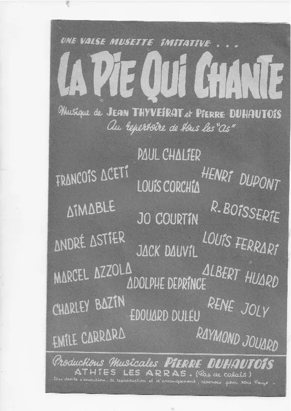 télécharger la partition d'accordéon La pie qui chante (Valse Musette Imitative) au format PDF