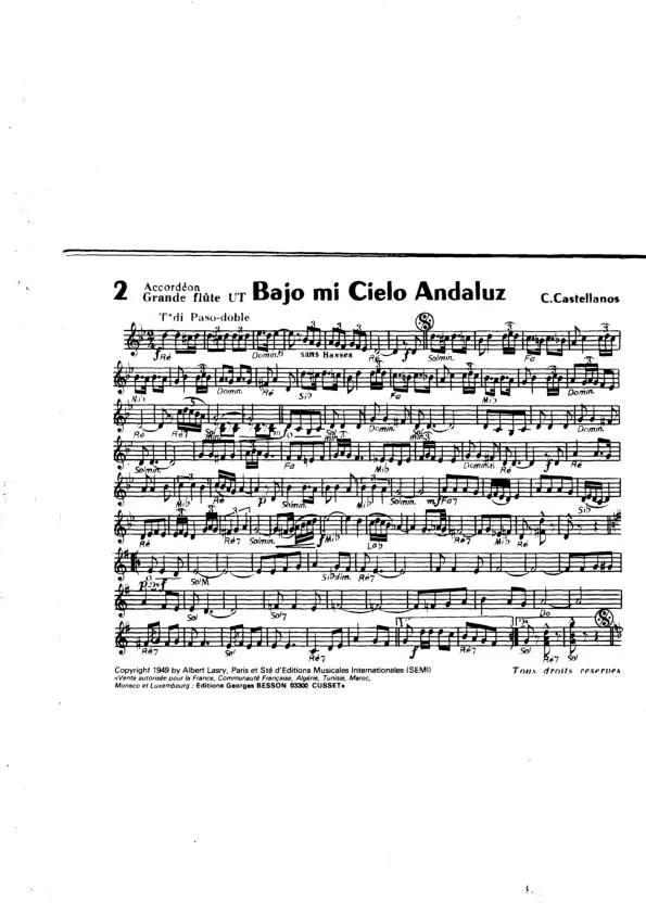 télécharger la partition d'accordéon Bajo mi Cielo Andaluz (Ciel Andalou) (Paso doble) (pour accordéon) au format PDF