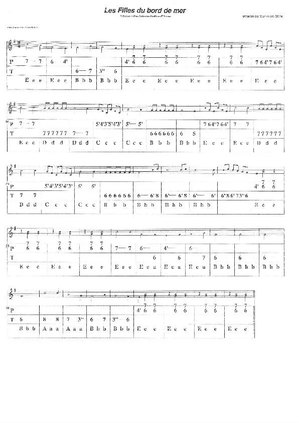 télécharger la partition d'accordéon Les filles du bord de mer (Accordéon Diatonique) au format PDF