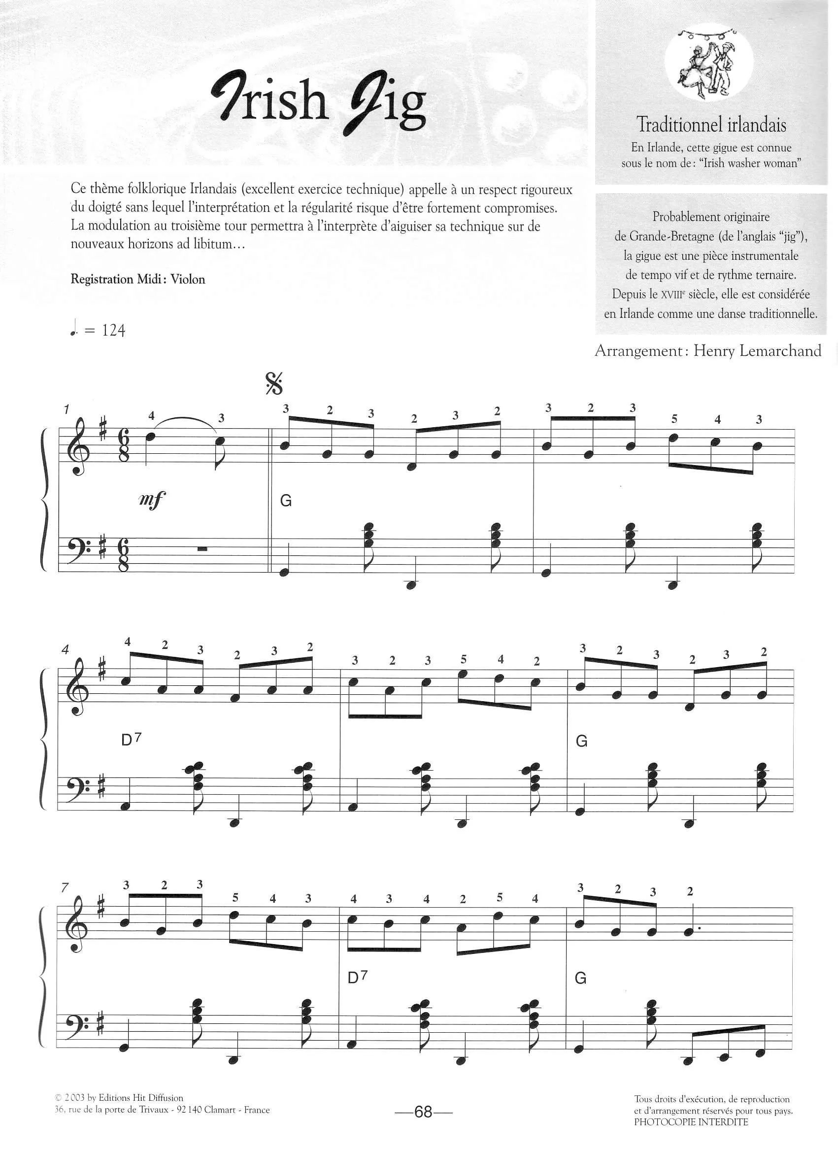 télécharger la partition d'accordéon Irish Jig (Irish Washer Woman) (Arrangement : Henry Lemarchand) (Gigue) au format PDF