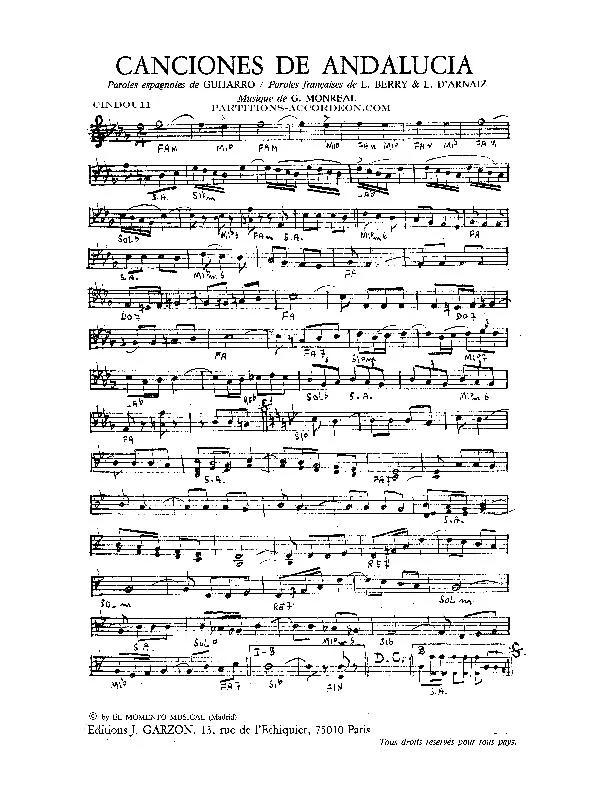 télécharger la partition d'accordéon Canciones de Andalucia (Paso Doble) au format PDF