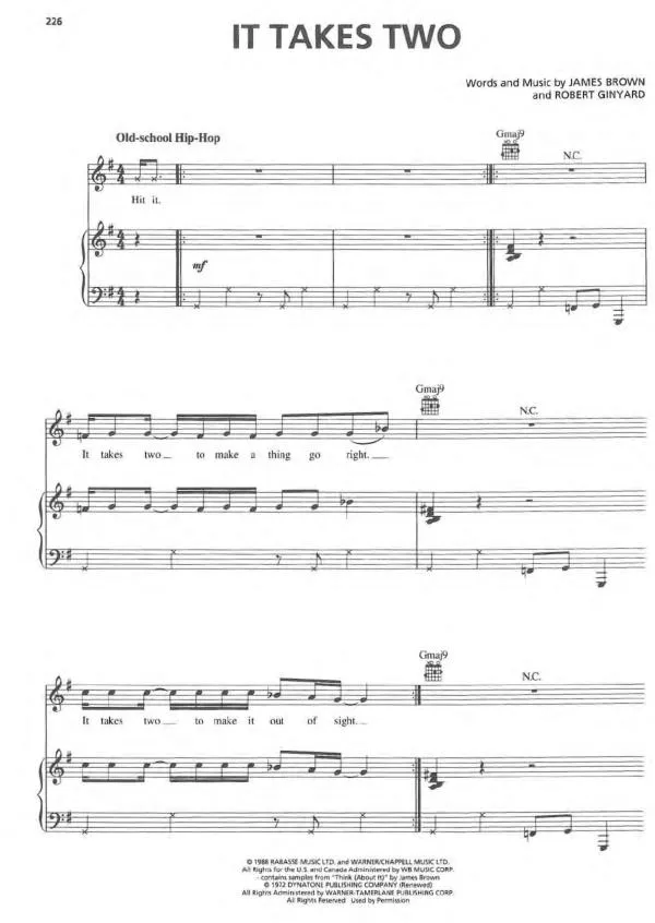 télécharger la partition d'accordéon It takes two (Interprètes : Rob Base & DJ EZ Rock) (Hip Hop) au format PDF