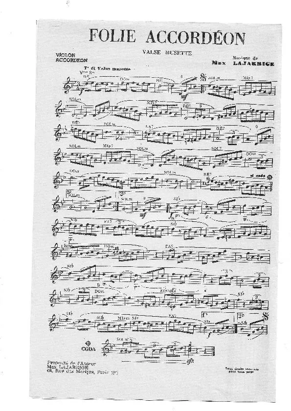 télécharger la partition d'accordéon Folie accordéon (Orchestration) (Valse Musette) au format PDF
