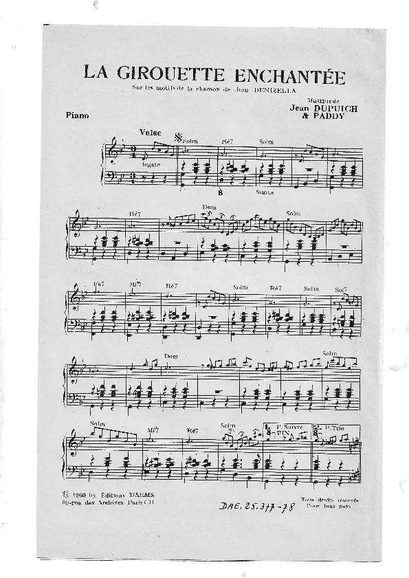 télécharger la partition d'accordéon La girouette enchantée (Sur les motifs de la chanson de Jean Denizella) (Valse à variations) au format PDF