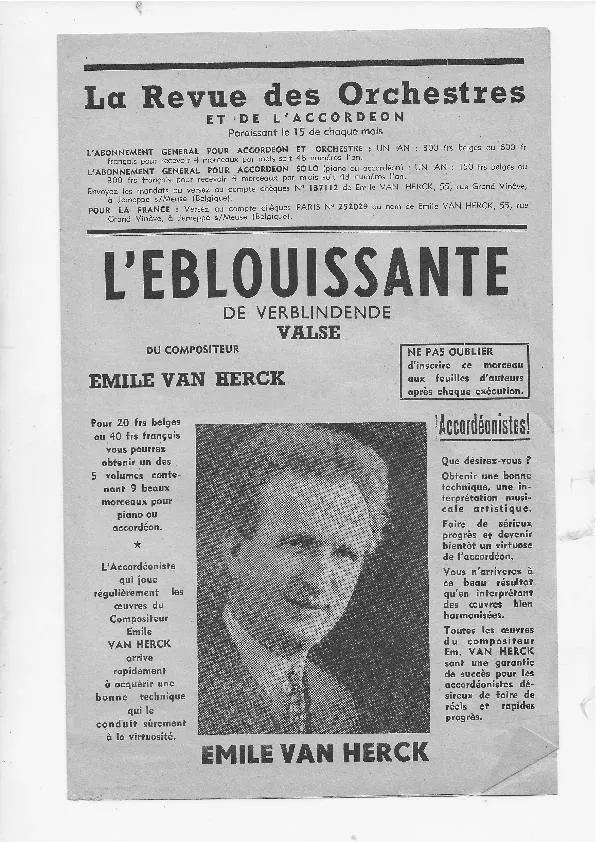 télécharger la partition d'accordéon L'éblouissante (De verblindende) (Valse) au format PDF