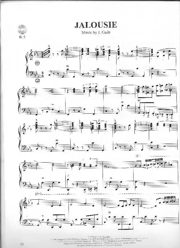 télécharger la partition d'accordéon Jalousie (Arrangement : Frank Marocco) (Tango) au format PDF