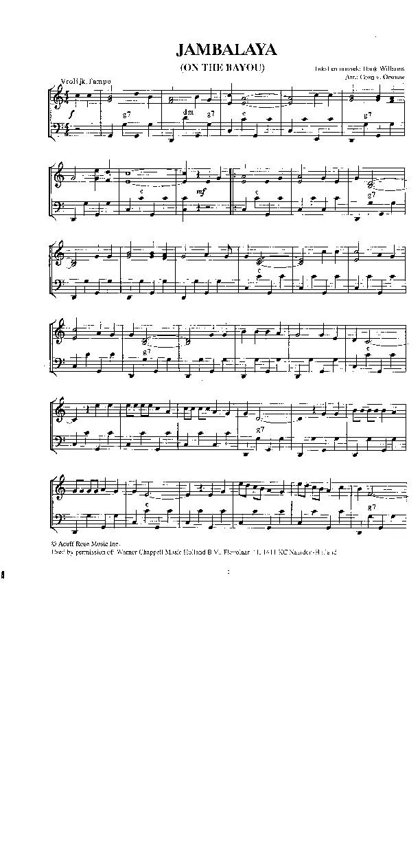 télécharger la partition d'accordéon Jambalaya (On the Bayou) (Arrangement : Coen van Orsouw) (Swing) au format PDF