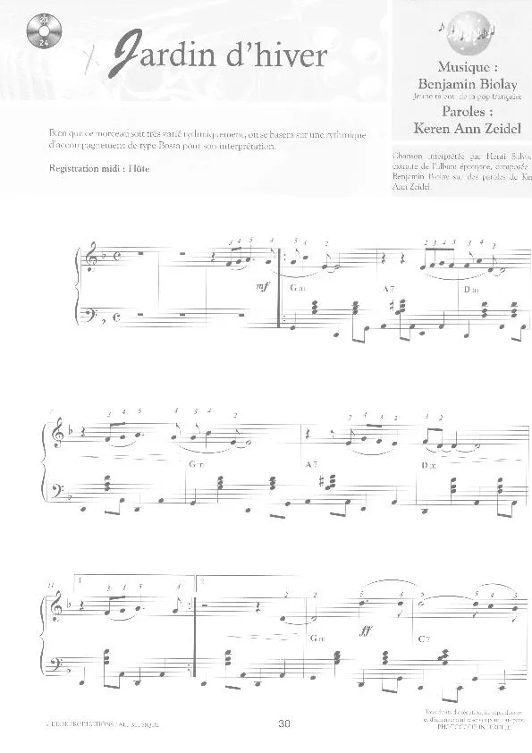 télécharger la partition d'accordéon Jardin d'hiver (Chant : Henri Salvador) (Bossa) au format PDF