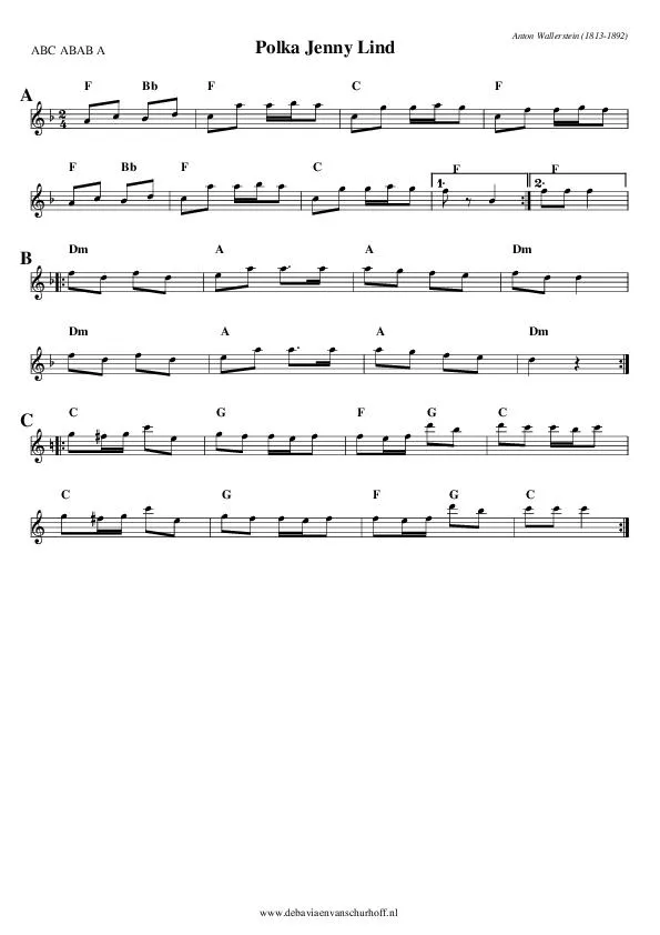 télécharger la partition d'accordéon Polka Jenny Lind au format PDF