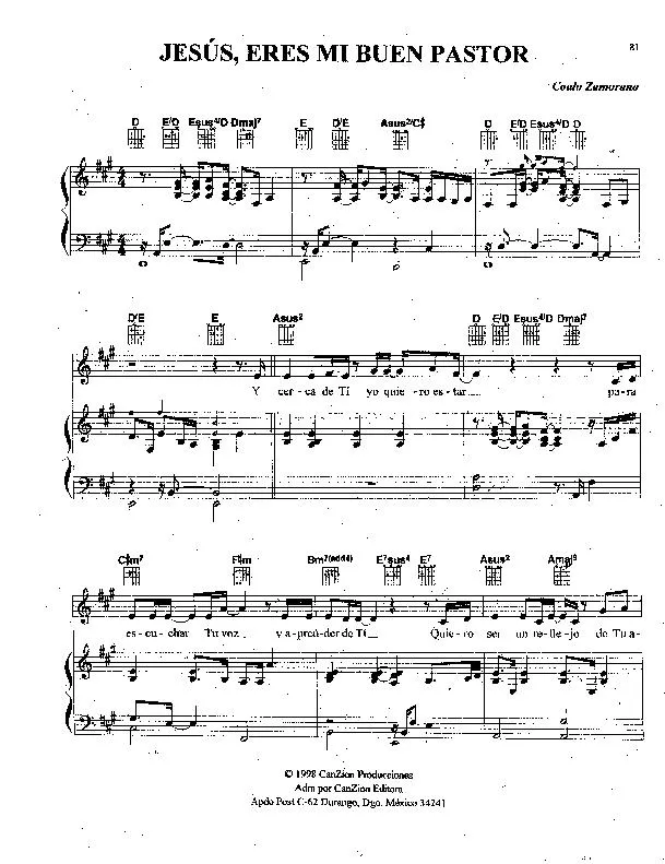 télécharger la partition d'accordéon Jesús, eres mi buen Pastor (Chant : Marcos Witt) (Slow) au format PDF