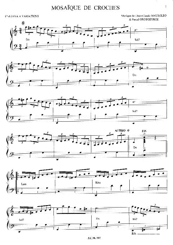 télécharger la partition d'accordéon Mosaïque de Croches (Java à Variations) au format PDF