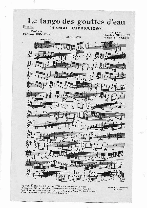 télécharger la partition d'accordéon Le tango des gouttes d'eau (Tango Capriccioso) au format PDF