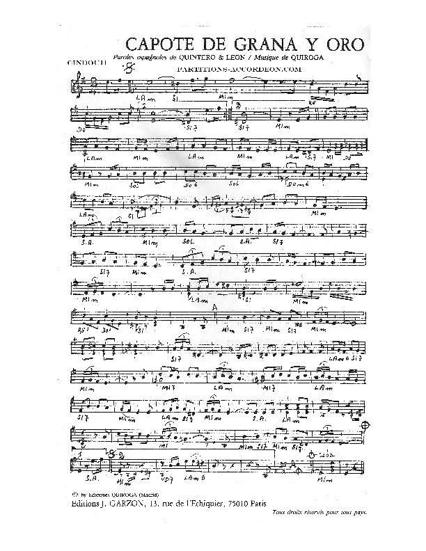 télécharger la partition d'accordéon Capote de grana y oro (Paso Doble) au format PDF