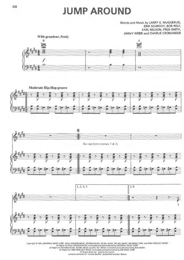 télécharger la partition d'accordéon Jump around (Interprètes: House Of Pain) (Hip-Hop) au format PDF